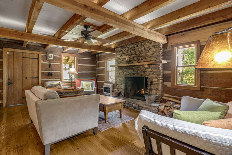 Main Level - Living Area w/ Wood FIreplace