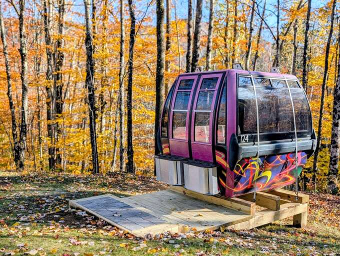 Gondola Cabin Repurposed In Golden Autumn Woods