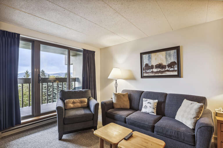 Living Room Layout With Plush Seating, Gleaming Glass Doors, And Serene Scenic Views