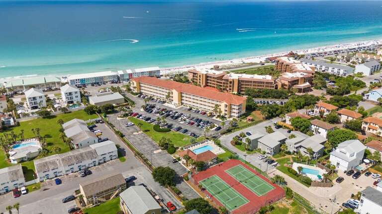 Bird's Eye View of Your Beach Base - See just how
close the pool, courts, and beach are from your
front door.