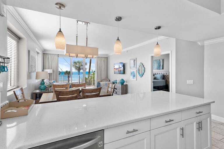 Cook with a view-kitchen opens to Gulf-facing living space