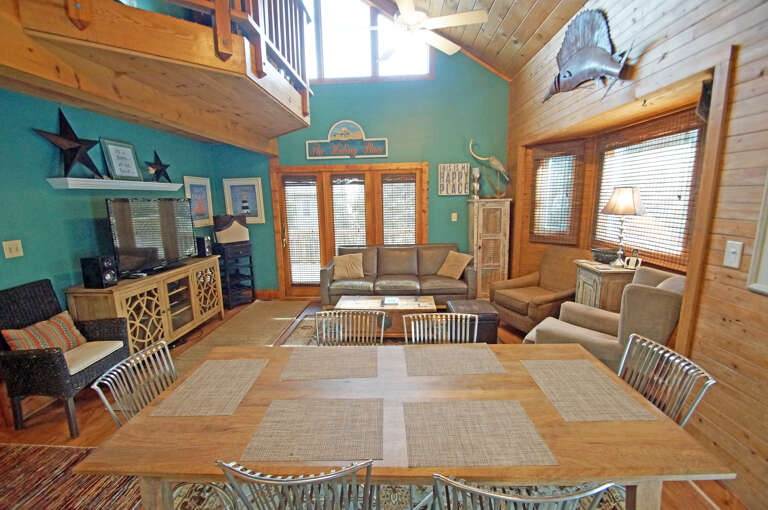 Rustic-style Living Room With Furniture And Nautical Decor