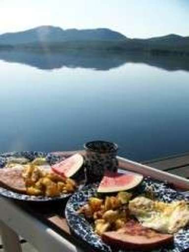 Outdoor Breakfast By A Calm Lake