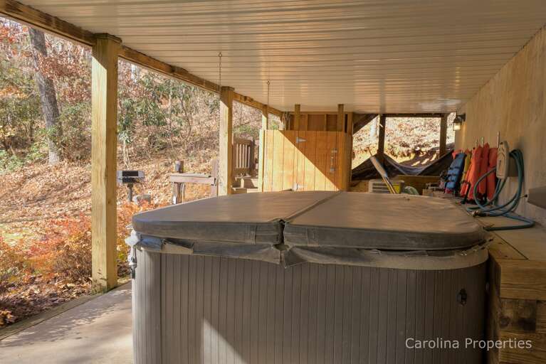 Hot Tub under the covered lakeside deck