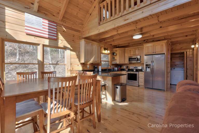 Dining table and kitchen