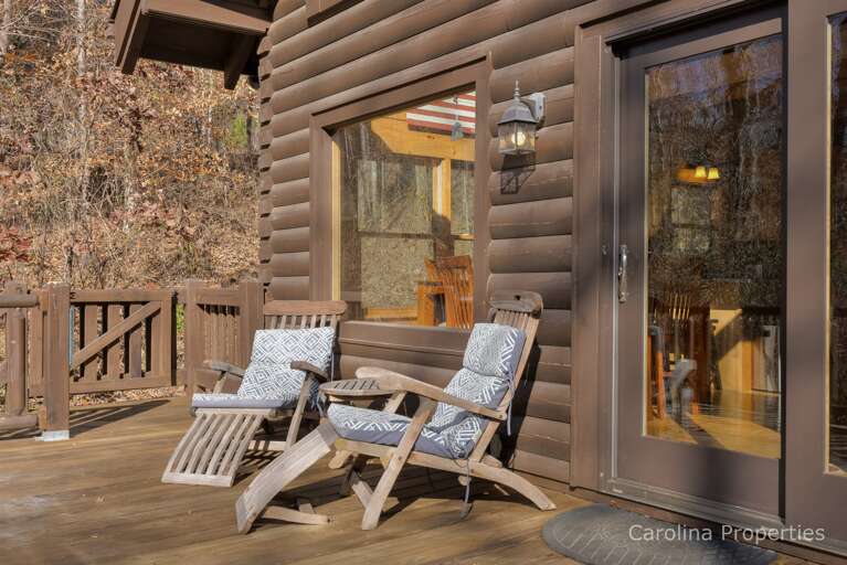 Sit outside on the lakeside deck