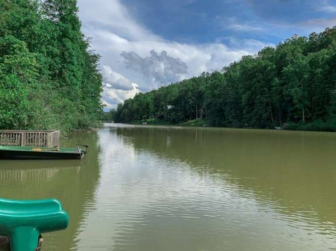Off the slide into Mirror Lake
