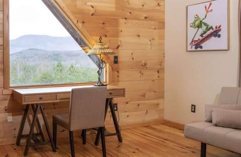 Desk in upper level loft area