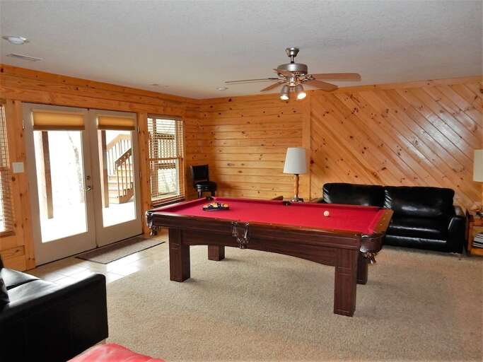 Pool table in the lower level