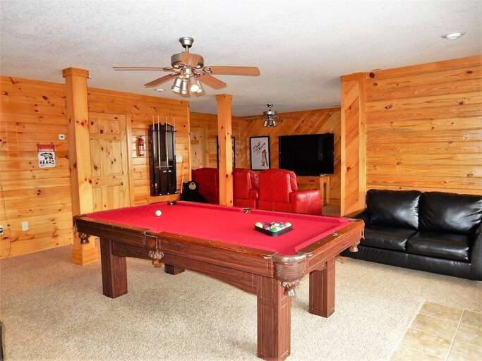 Pool table in the lower level