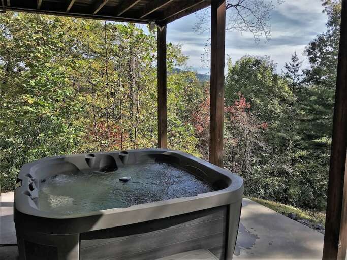 Hot tub on the back lower deck Hot tub on the back lower deck