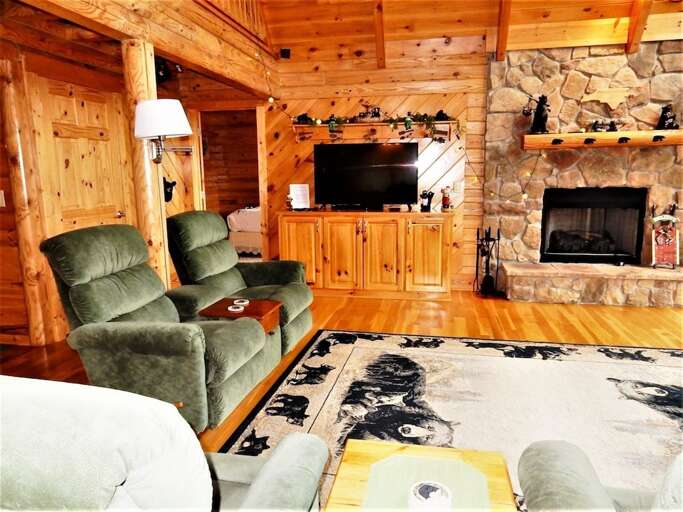 Living room TV and gas log fireplace Living room TV and gas log fireplace
