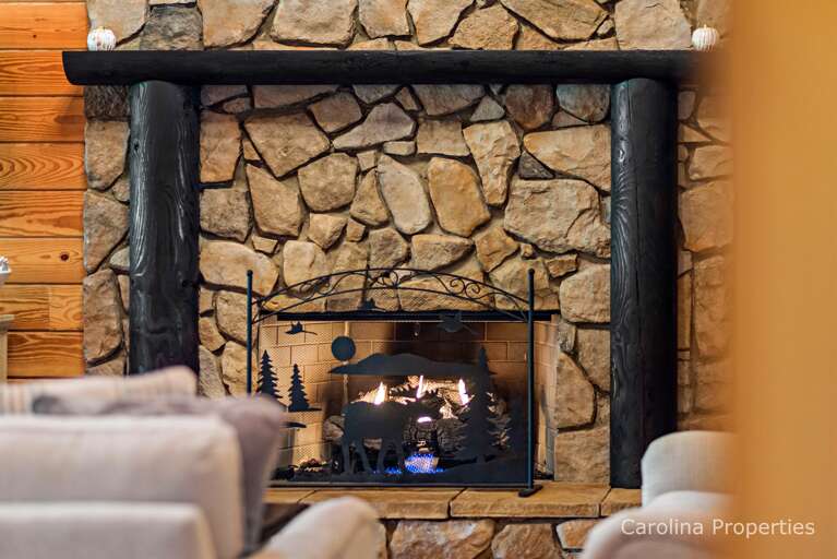 Large gas fireplace