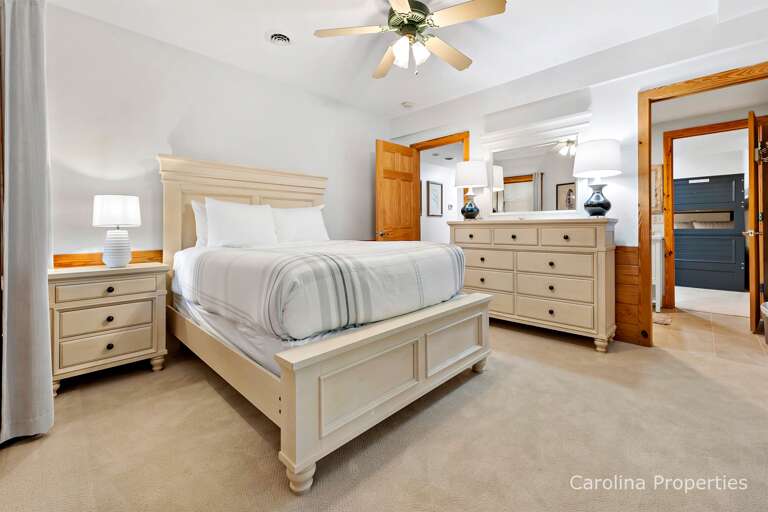 Large dresser for storage and plenty of lighting