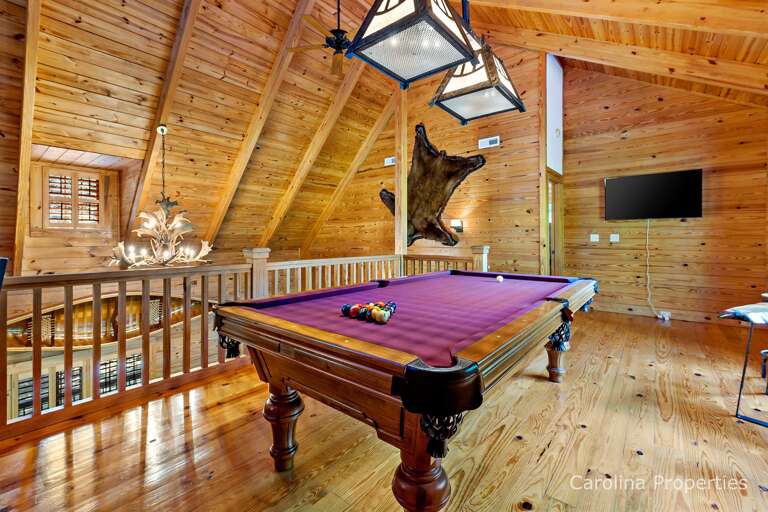 Pool table located in the loft area
