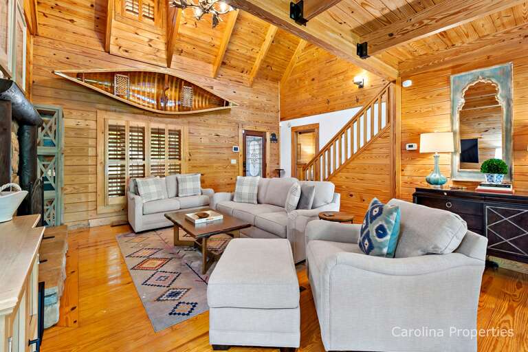 High ceilings and rustic decor