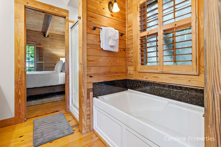 Take a relaxing soak in the master tub