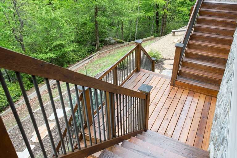 You can access lower levels via stairs on each side of the decks