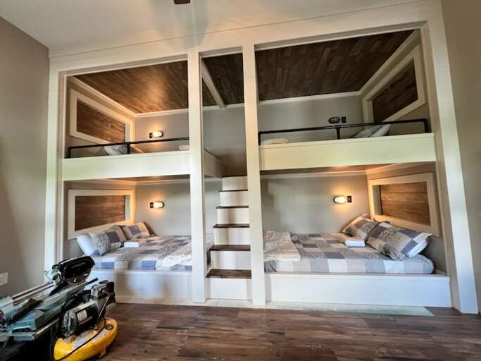 Brand new lower-level bedroom with 2 full and 2 twin beds Brand new lower-level bedroom with 2 full and 2 twin beds