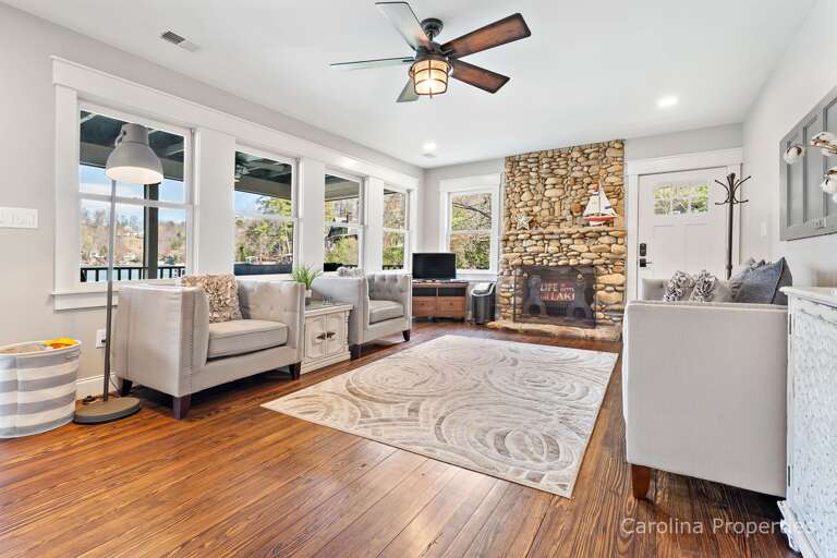 The many windows let in plenty of natural light