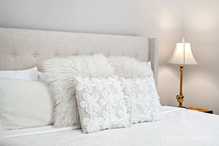 Plush pillows on the king bed