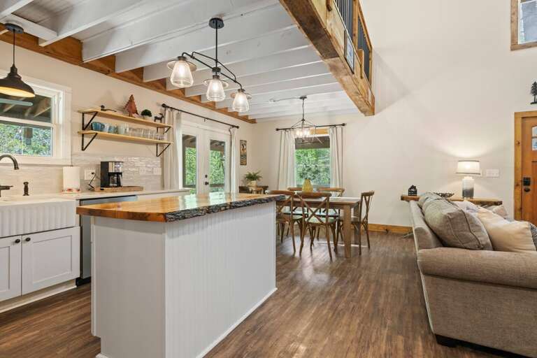 Open concept kitchen and living area