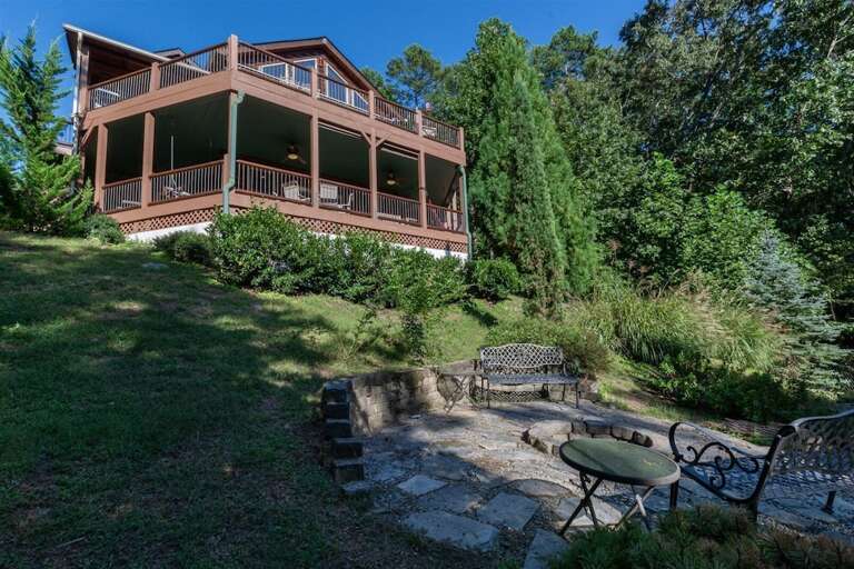 Buffalo Lodge from the back showing the wood burning fire pit area