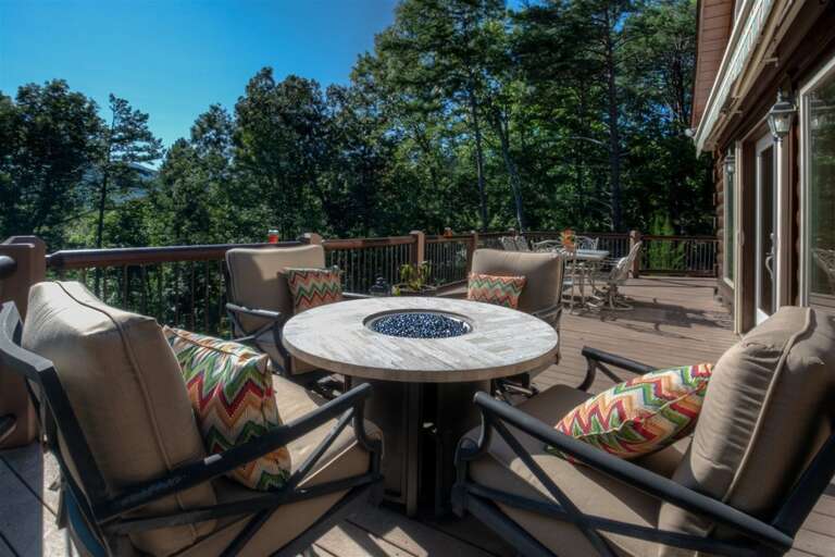 Gas fire pit on deck Gas fire pit on deck