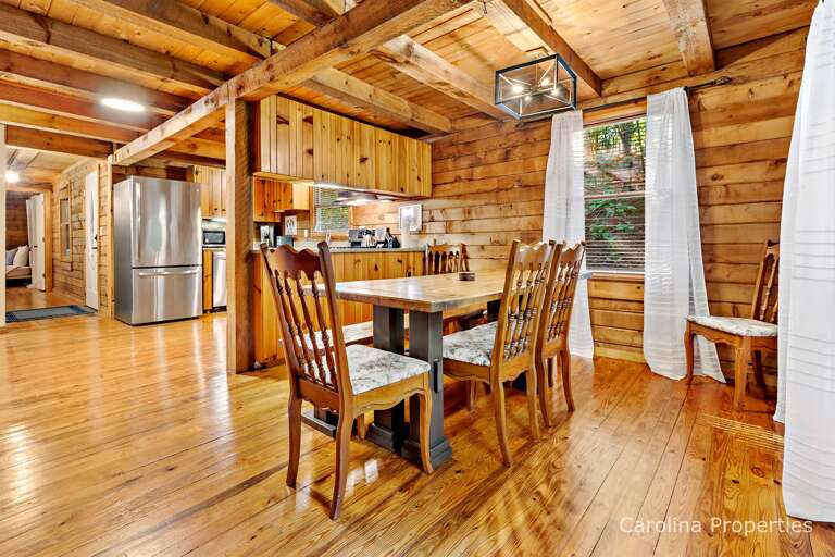 Right next to the kitchen is the dining area