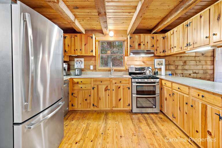 Stainless steel appliances throughout the kitchen