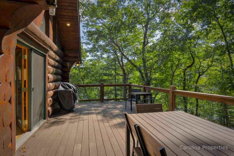 Side deck with two tables and four-burner gas grill