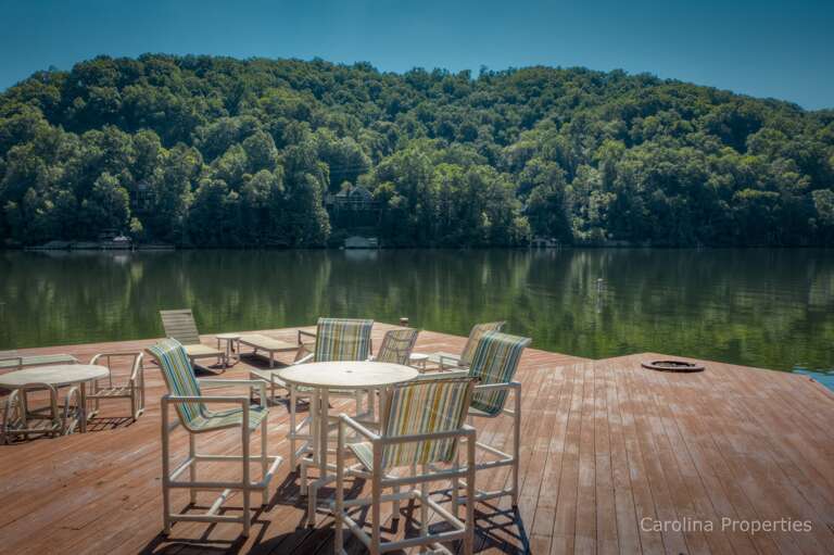 Enjoy Lake Lure from the private dock with ample seating