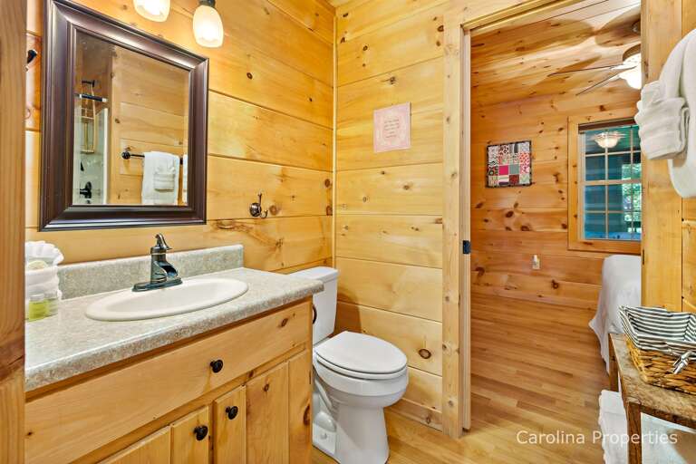 Bathroom 2 is a jack-and-jill bathroom with access to both bedrooms.