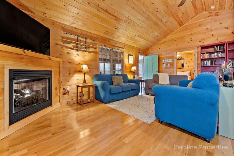 Cozy living area with gas fireplace 