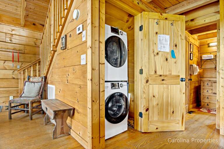 Washer and dryer located in the kitchen closet