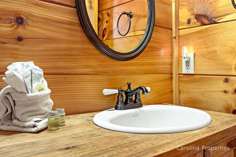Modern fixtures on the bathroom sinks