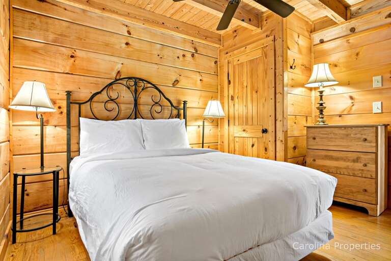 The main level bedroom has a dresser to store your clothes