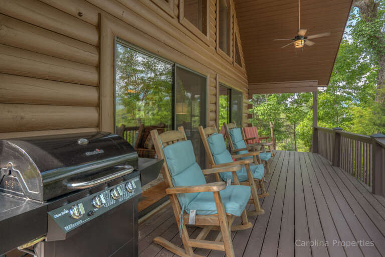 Grill and seating on the porch Grill and seating on the porch