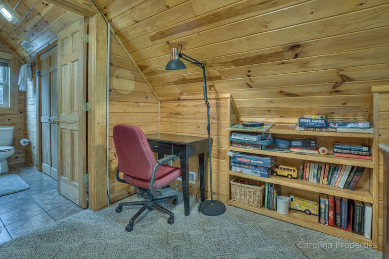 View of desk area and bathroom on the loft View of desk area and bathroom on the loft