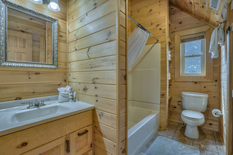 Bathroom with tub/shower combination Bathroom with tub/shower combination