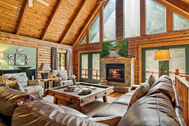 Warm up by the fireplace while you view the night sky.