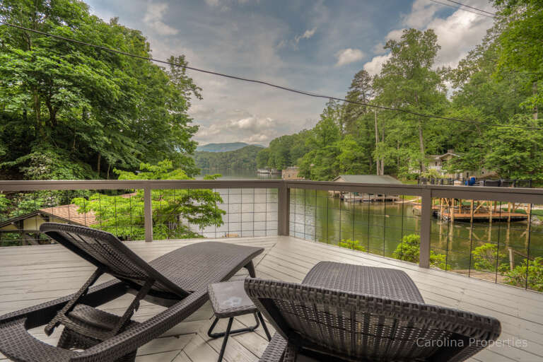 Additional view of seating on deck overlooking Lake Lure
