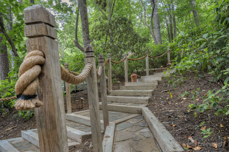 Close up of stairs leading to cabin