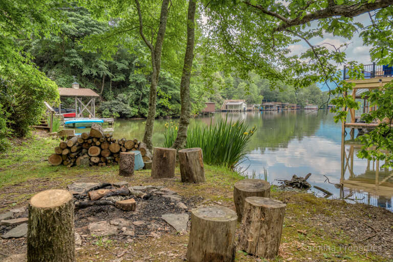 Rustic Fire pit by the water