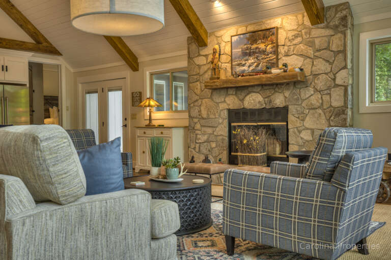 Comfortable seating in the great room of the main house