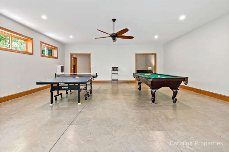 There is a spacious game room There is a spacious game room