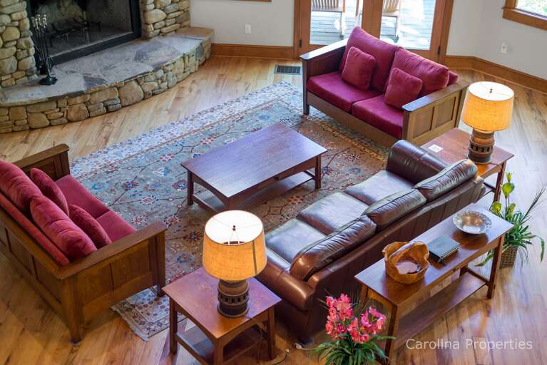 From the overlook, you can see the great room and the fireplace  From the overlook, you can see the great room and the fireplace