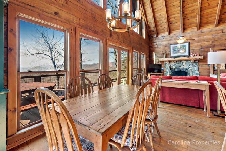 Large dining table with 6 chairs