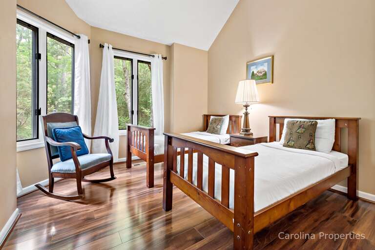 Rocking chair near the windows