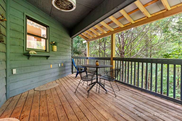 Table with seating on the deck